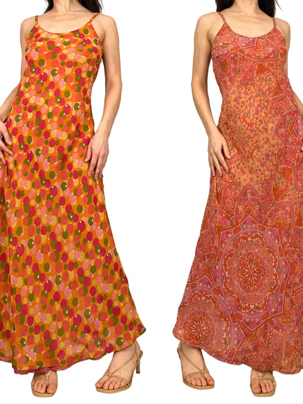 Vintage bias cut reversible maxi dress